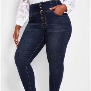 Super high waist button fly jeans